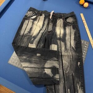 VTG Raw Blue Urban Denim Jeans Mens 42x25 Blue Faded 3/4 Length Crop Baggy Wide